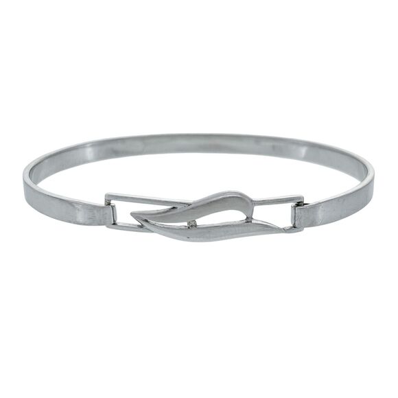 Vintage Sterling Silver 925 Diamond Modernist Bangle Bracelet 6.5" - Picture 1 of 7